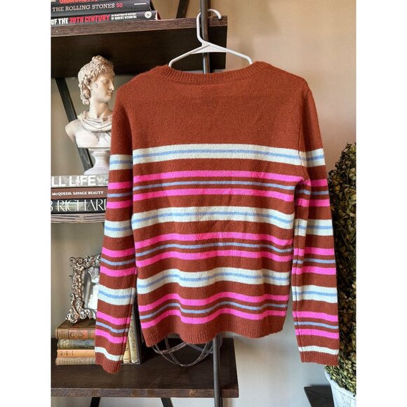 Le Superbe My Crew Cashmere Sweater in Rust Multi Color Womens Size XS - Picture 8 of 10